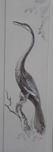 grisaille avec oiseau aquatique                              