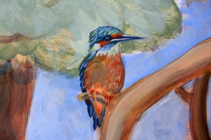 peinture murale, détail avec oiseau                       