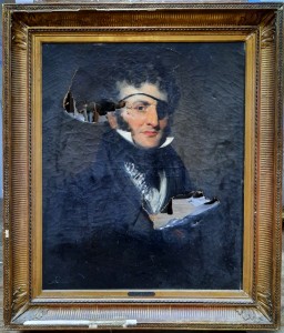 Portrait d'homme, huile sur toile, avant la restauration                      