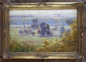 Paysage signé d'Edouard Pail. Huile sur panneau du début du XX ème siècle.