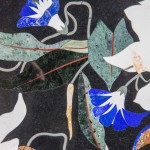 détail du motif "Lys": marbre noir,lapis-lazuli, vert baroda